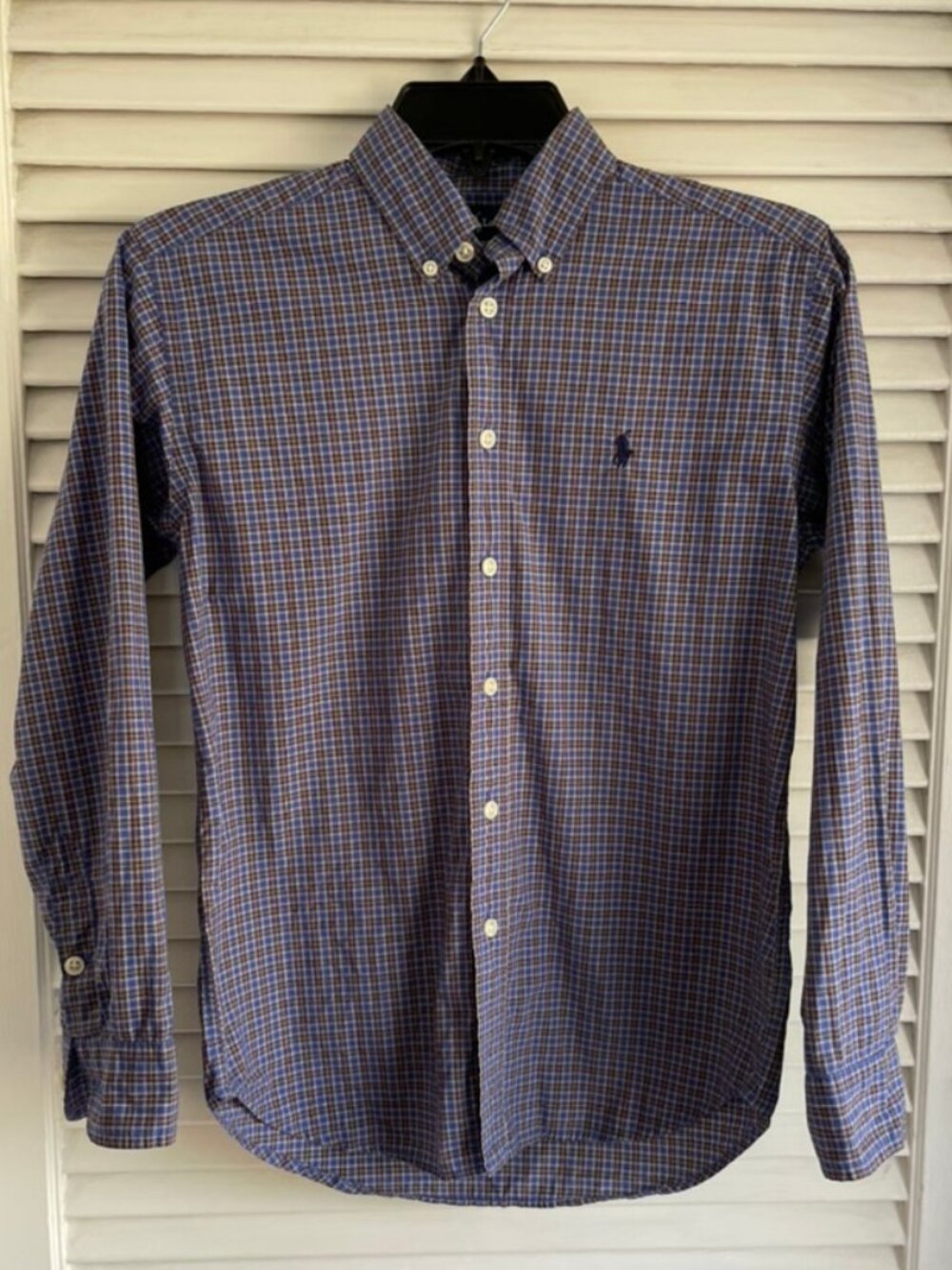 Ralph Lauren Big Boys M  plaid cotton oxford shirt long sleeve embroidered pony